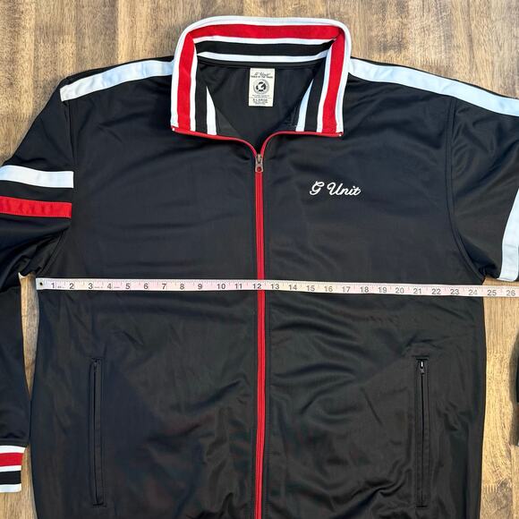 G Unit Track Jacket Vintage Y2K Full Zip Polyester Black Red Size Unisex XLarge - Picture 8 of 12